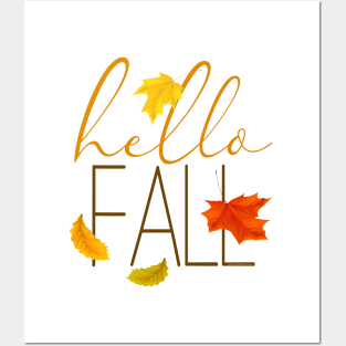 Hello Fall Hand Lettered Typography Posters and Art